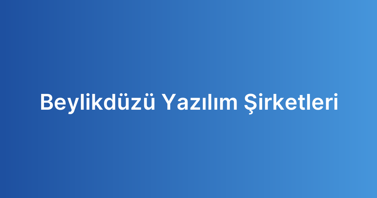 Beylikdüzü Yazılım Şirketleri