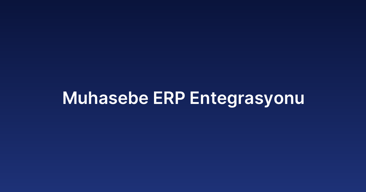 Muhasebe ERP Entegrasyonu
