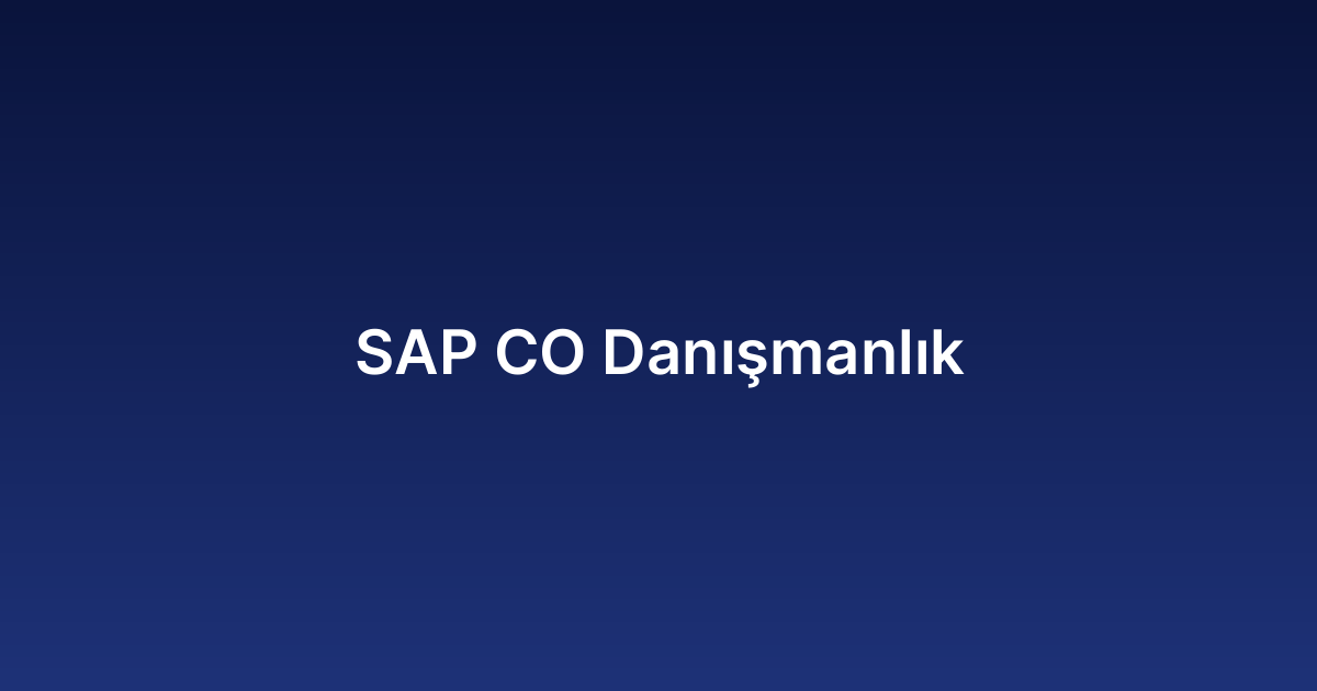SAP CO Danışmanlık