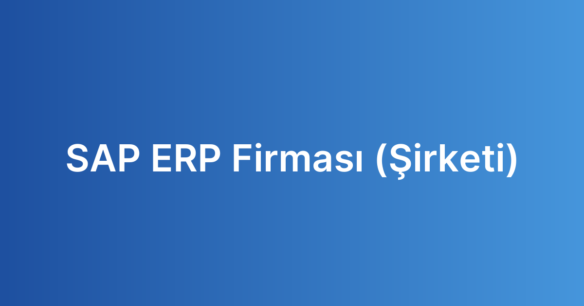 SAP ERP Firması (Şirketi)