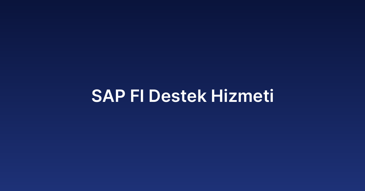 SAP FI Destek Hizmeti