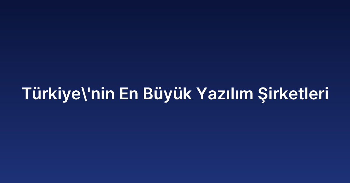 Türkiye'nin En Büyük Yazılım Şirketleri