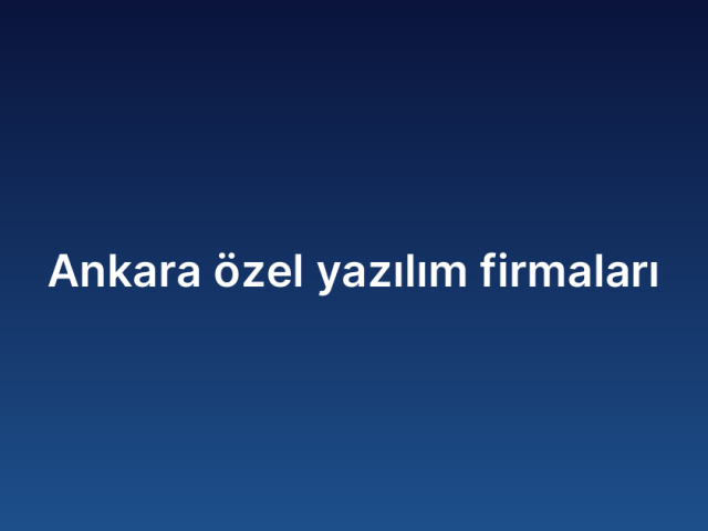 Ankara özel yazılım firmaları