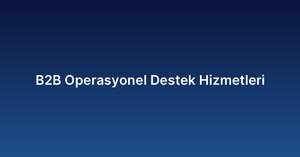 B2B Operasyonel Destek Hizmetleri