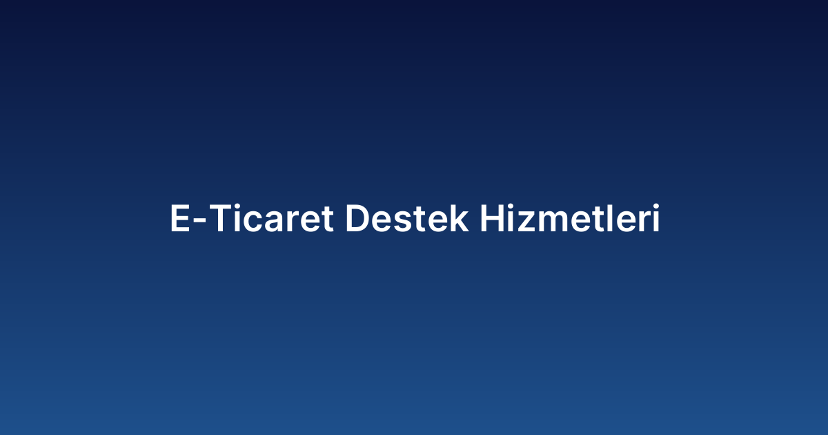 E-Ticaret Destek Hizmetleri