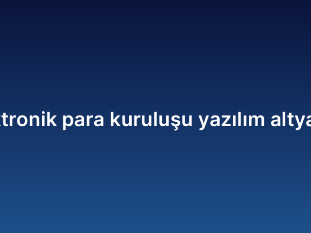 Elektronik para kuruluşu yazılım altyapısı