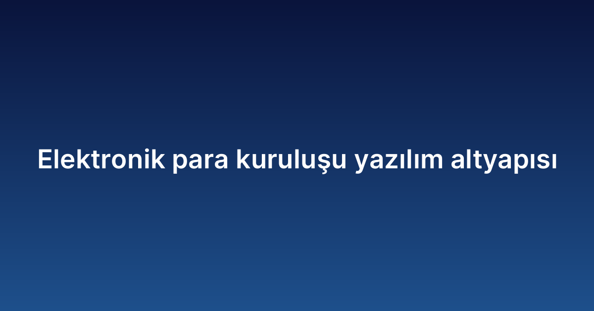 Elektronik para kuruluşu yazılım altyapısı