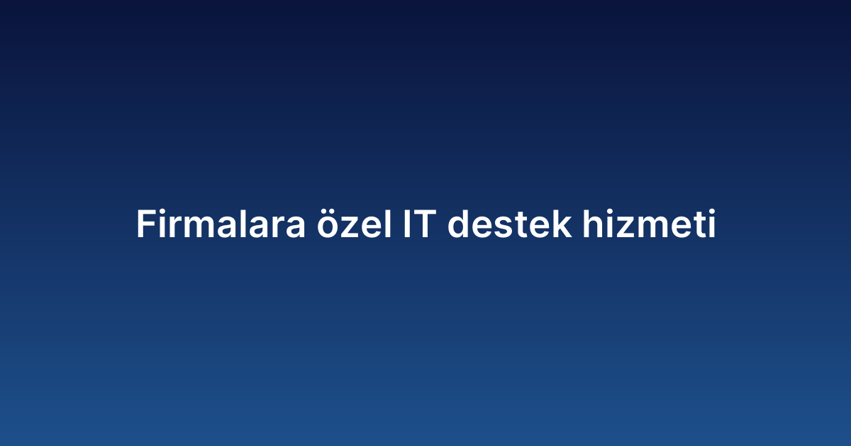 Firmalara özel IT destek hizmeti