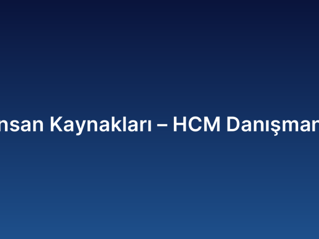 İnsan Kaynakları – HCM Danışmanı