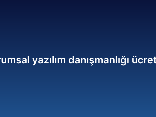 Kurumsal yazılım danışmanlığı ücretleri