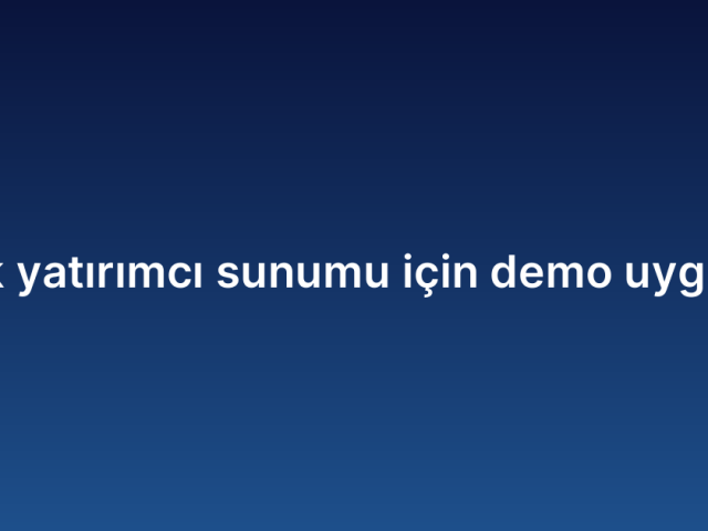 Melek yatırımcı sunumu için demo uygulama