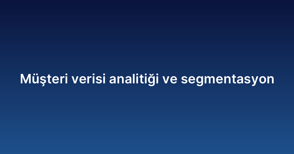Müşteri verisi analitiği ve segmentasyon