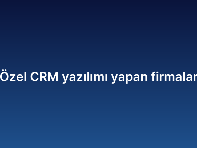Özel CRM yazılımı yapan firmalar