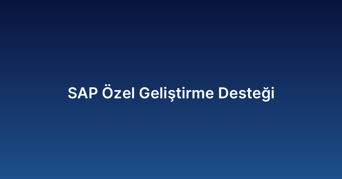 SAP Özel Geliştirme Desteği