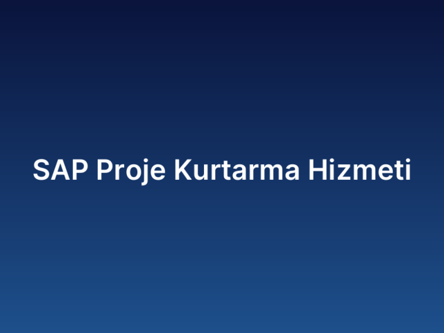 SAP Proje Kurtarma Hizmeti