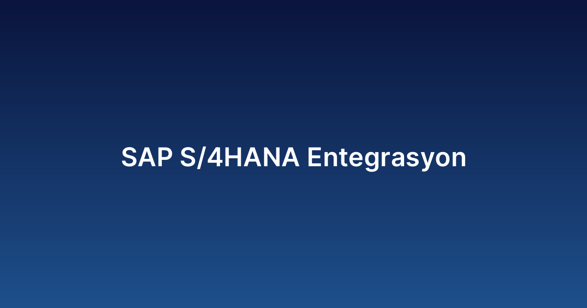 SAP S/4HANA Entegrasyon