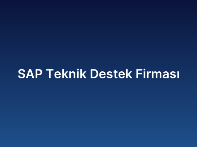SAP Teknik Destek Firması
