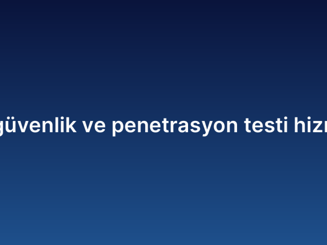 Siber güvenlik ve penetrasyon testi hizmetleri