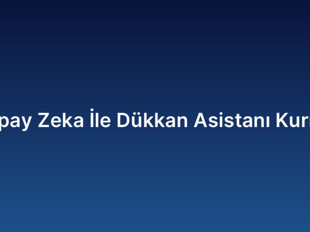 Yapay Zeka İle Dükkan Asistanı Kurma