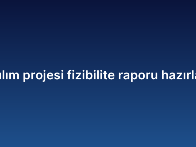 Yazılım projesi fizibilite raporu hazırlama