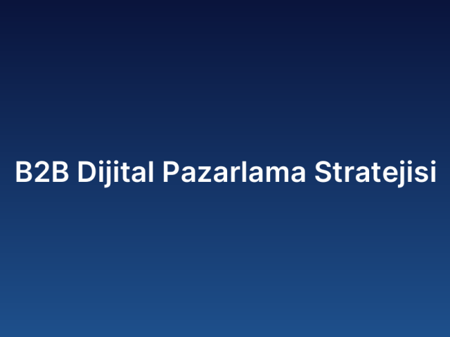 B2B Dijital Pazarlama Stratejisi