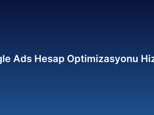 Google Ads Hesap Optimizasyonu Hizmeti