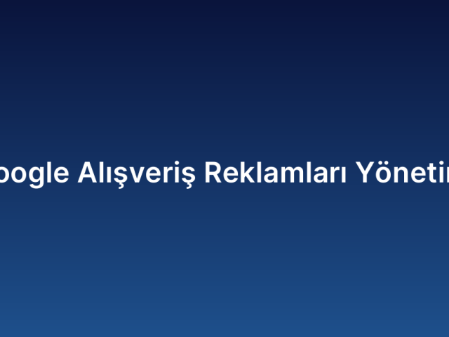 Google Alışveriş Reklamları Yönetimi