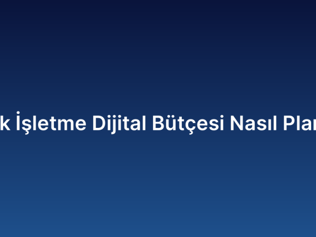 Küçük İşletme Dijital Bütçesi Nasıl Planlanır