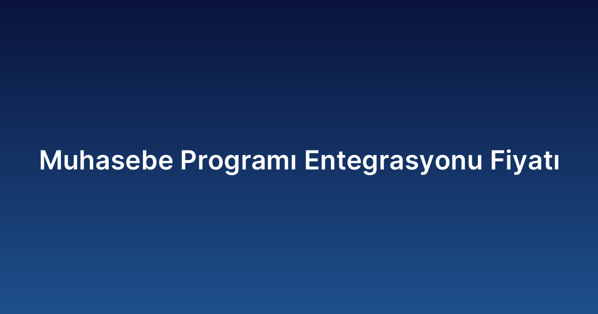 Muhasebe Programı Entegrasyonu Fiyatı