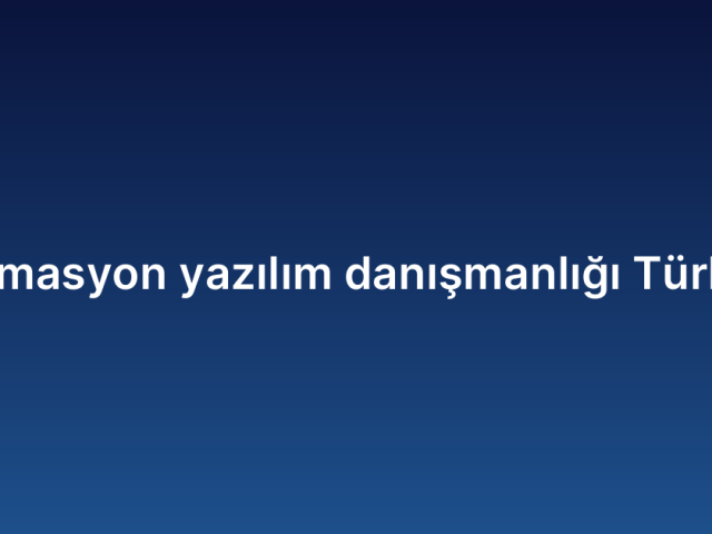 Otomasyon yazılım danışmanlığı Türkiye