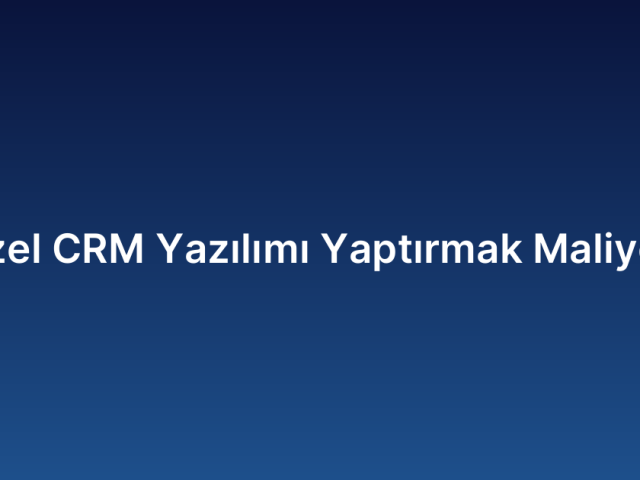 Özel CRM Yazılımı Yaptırmak Maliyeti