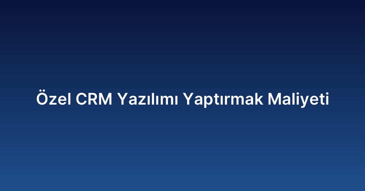 Özel CRM Yazılımı Yaptırmak Maliyeti