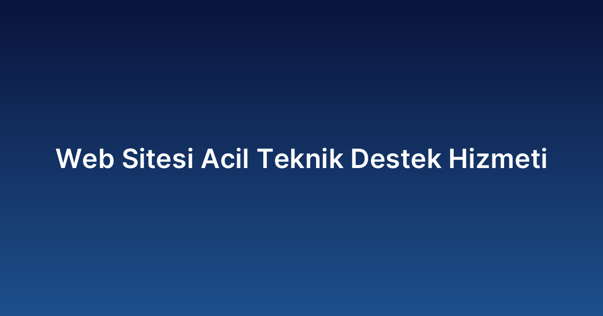 Web Sitesi Acil Teknik Destek Hizmeti