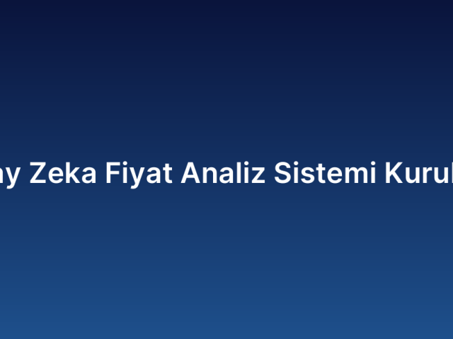 Yapay Zeka Fiyat Analiz Sistemi Kurulumu