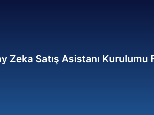 Yapay Zeka Satış Asistanı Kurulumu Fiyatı