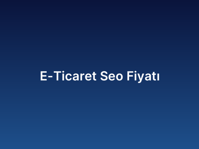 E-Ticaret Seo Fiyatı
