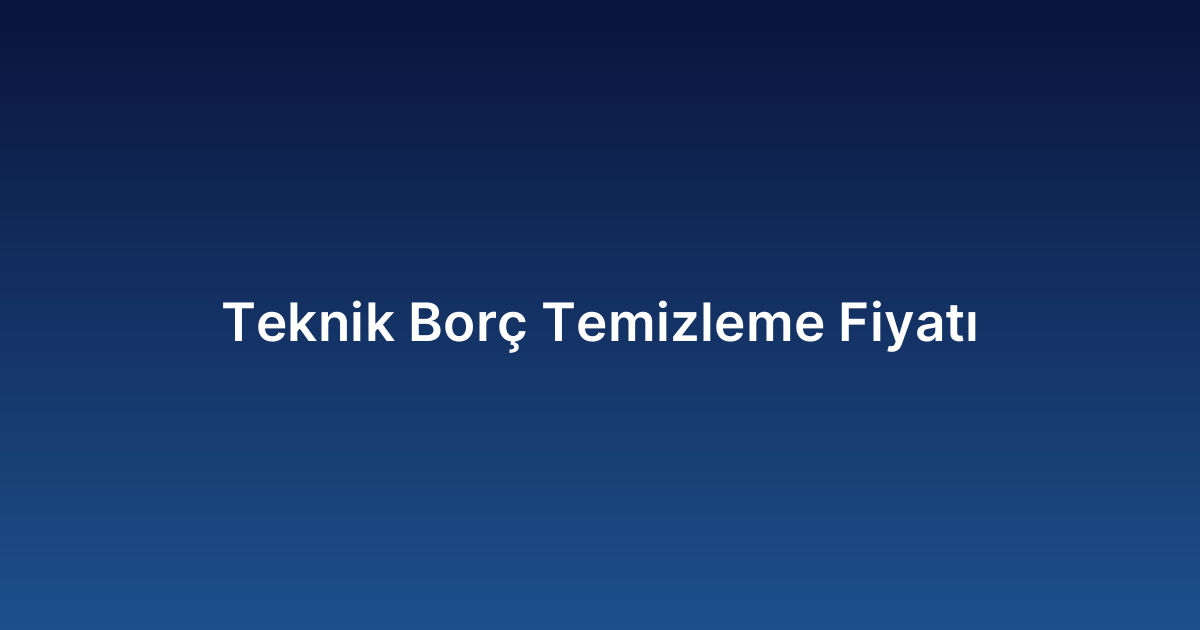 Teknik Borç Temizleme Fiyatı