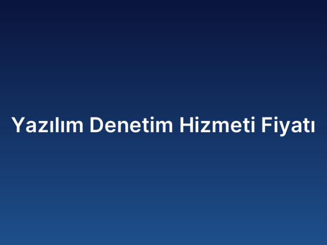 Yazılım Denetim Hizmeti Fiyatı