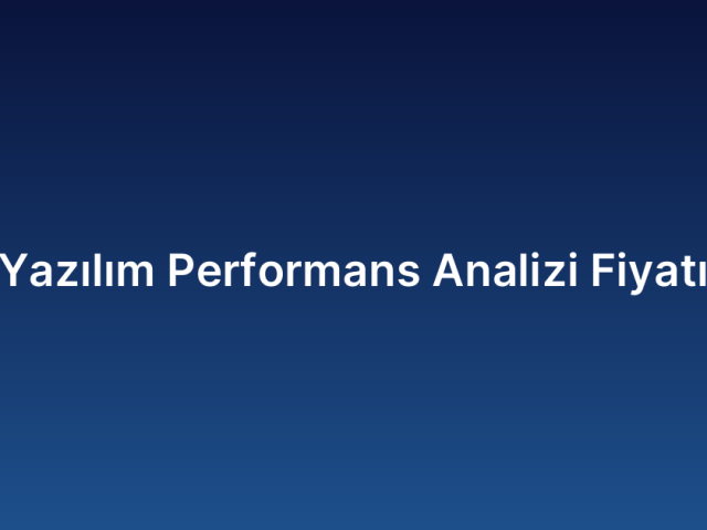 Yazılım Performans Analizi Fiyatı