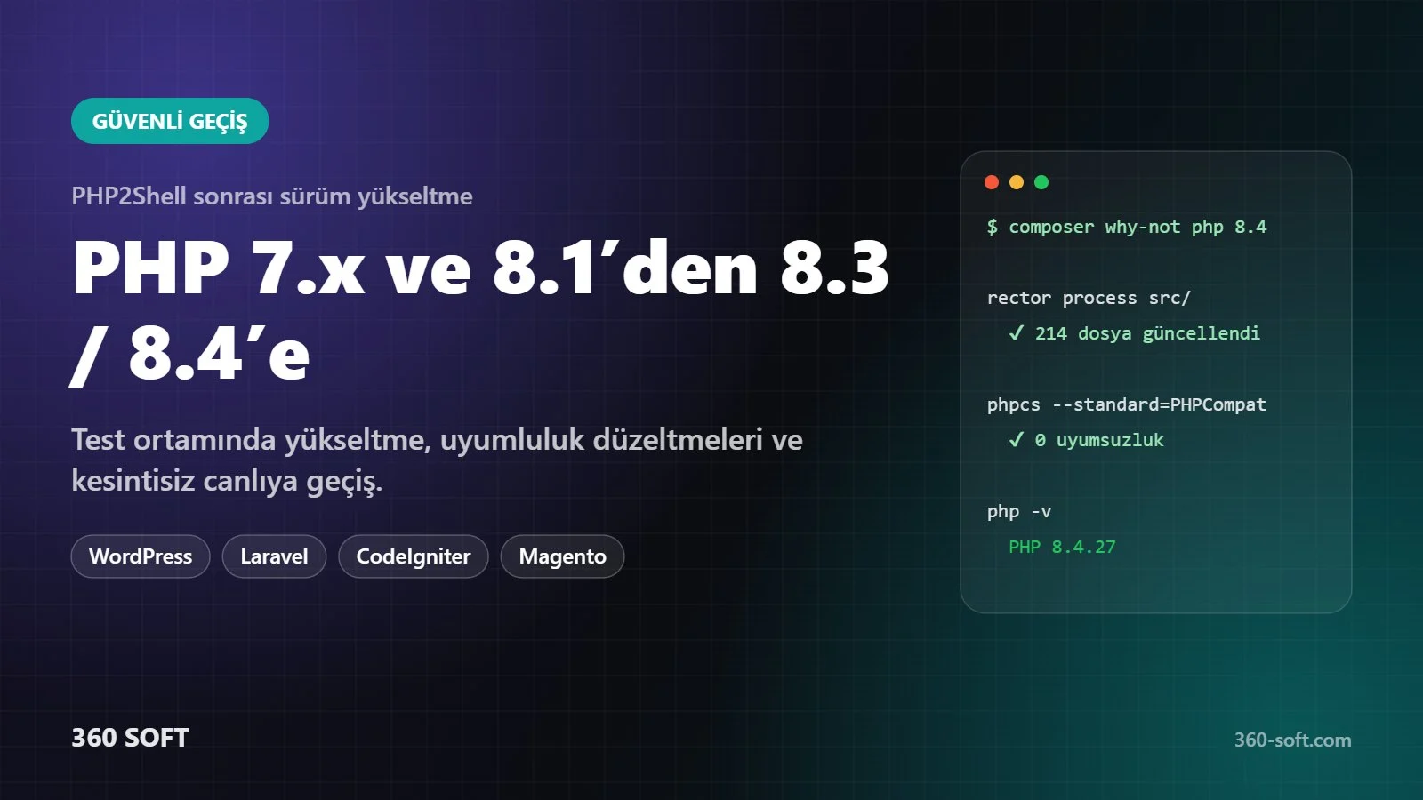 PHP 7.x ve 8.1 sürümünden PHP 8.3 ve 8.4 sürümüne yükseltme