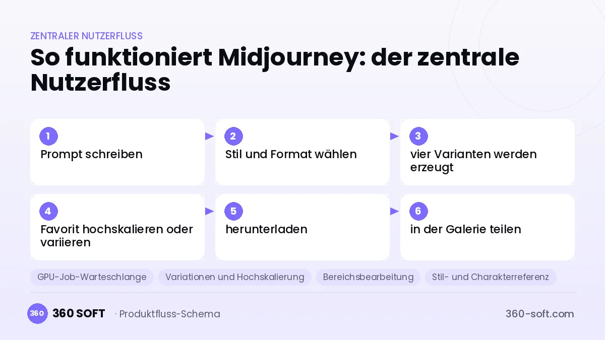 So funktioniert Midjourney: der zentrale Nutzerfluss