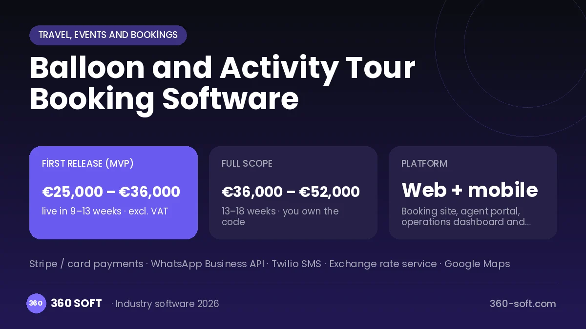 Balloon and Activity Tour Booking Software