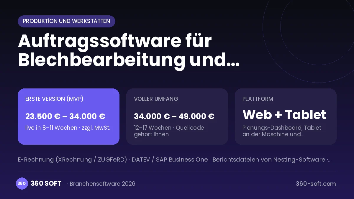 Auftragssoftware für Blechbearbeitung und Laserschneiden