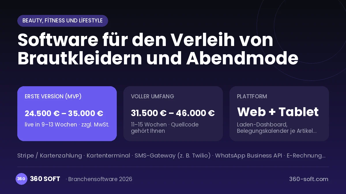 Software für den Verleih von Brautkleidern und Abendmode