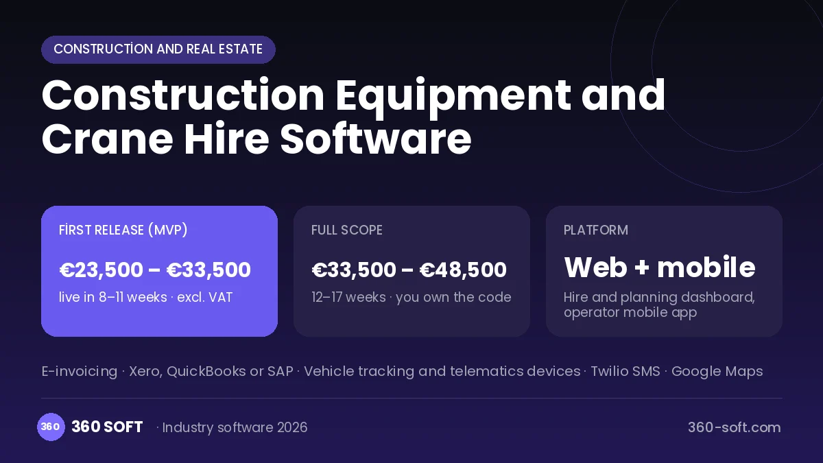 Construction Equipment and Crane Hire Software