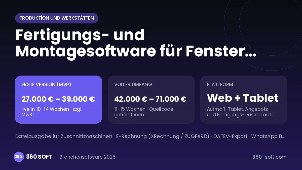 Fertigungs- und Montagesoftware für Fenster, Türen und Wintergärten