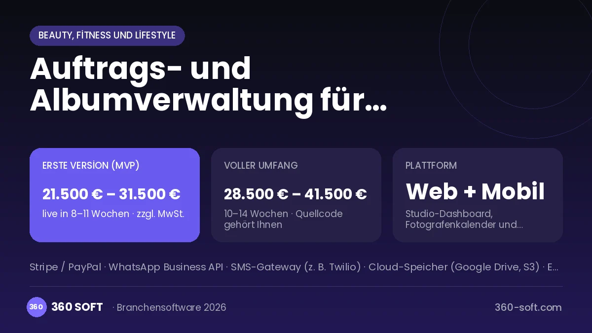 Auftrags- und Albumverwaltung für Fotostudios