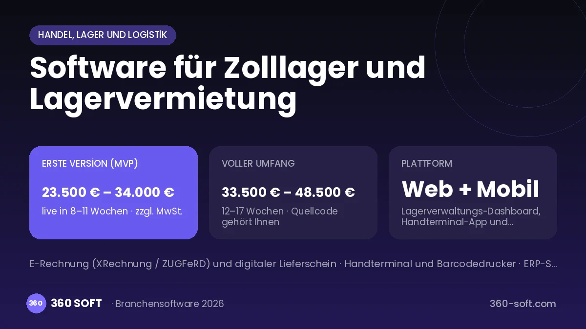 Software für Zolllager und Lagervermietung