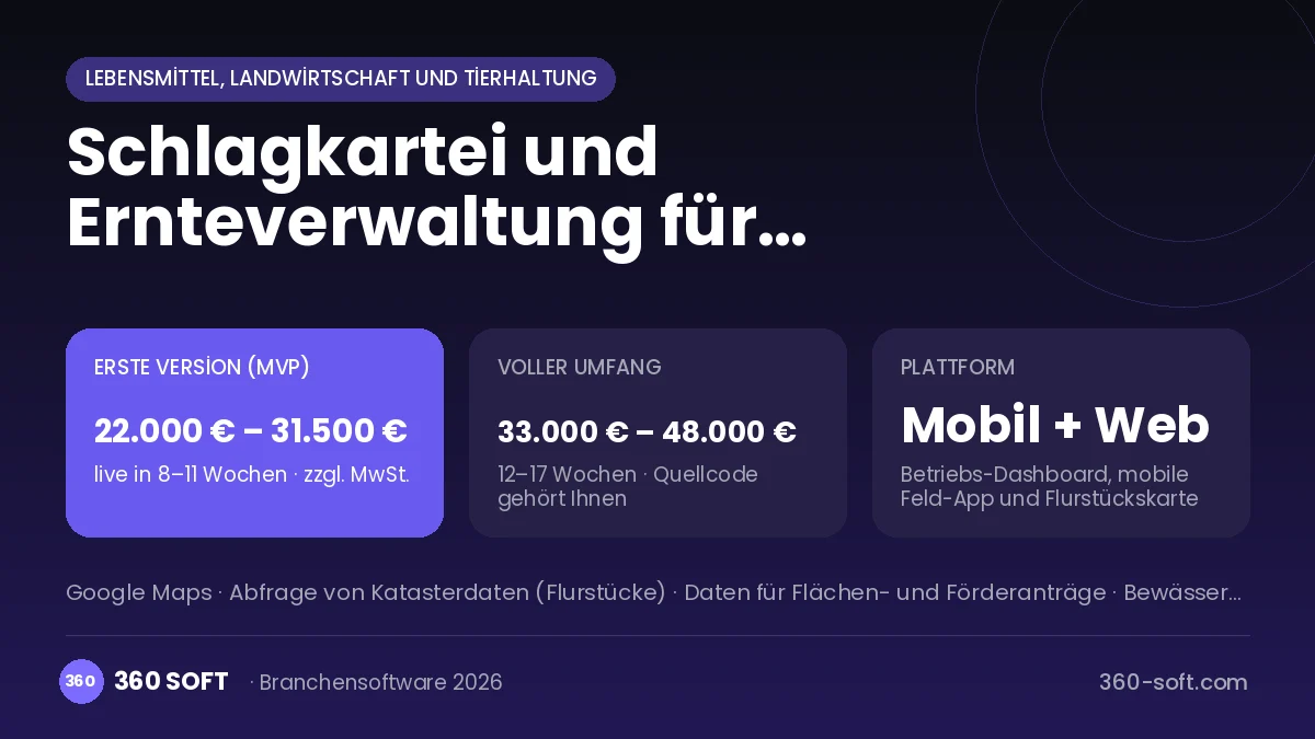 Schlagkartei und Ernteverwaltung für Landwirtschaftsbetriebe