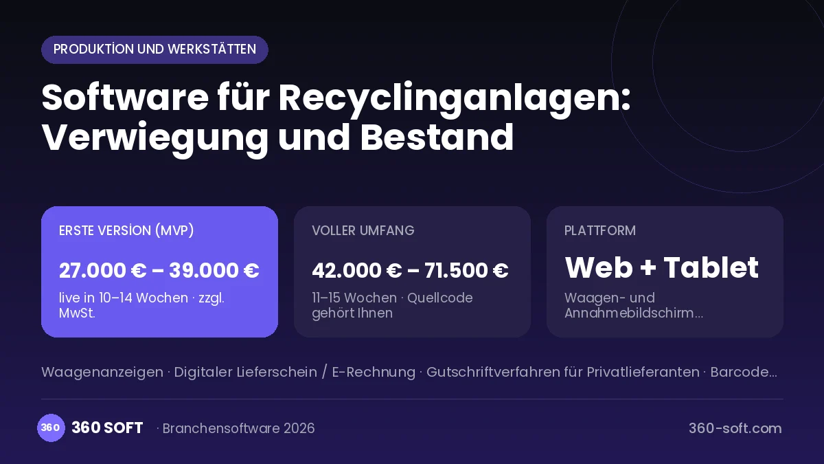 Software für Recyclinganlagen: Verwiegung und Bestand